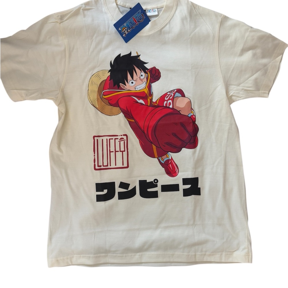 One Piece Luffy Graphic Men’s Tee - Cream